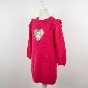 Pink Sweater Dress with Heart Girls XS 4/5